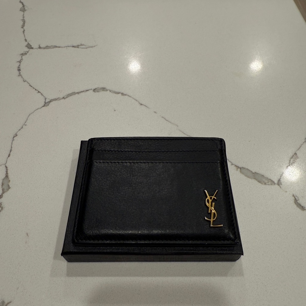 Yves Saint Laurent Black Leather Card Holder
